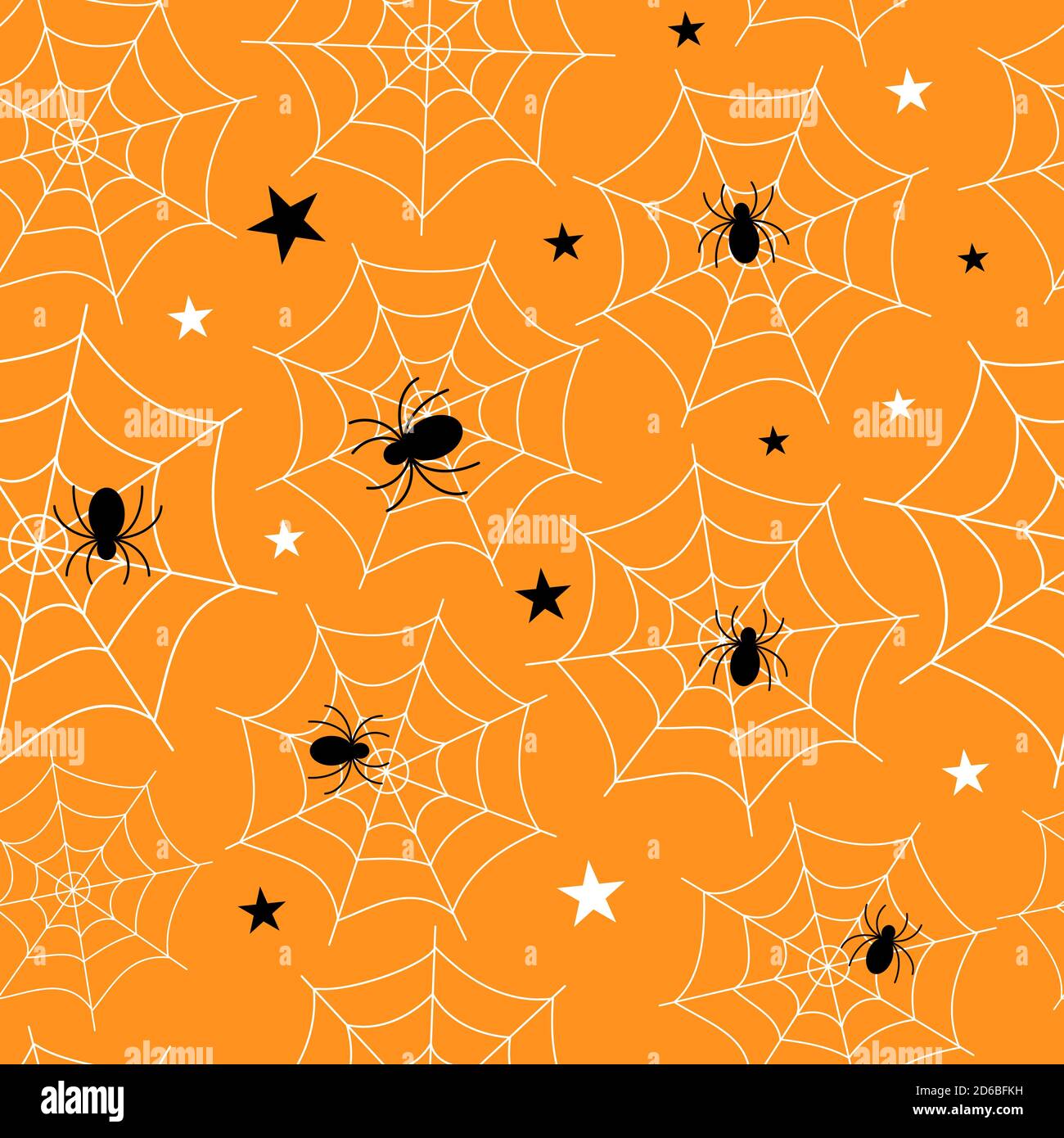 Illustration vectorielle plate. Motif Halloween sans coutures avec toiles d'araignée, araignées, étoiles. Utilisation pour Internet, bloc-notes, arrière-plan, papier Illustration de Vecteur