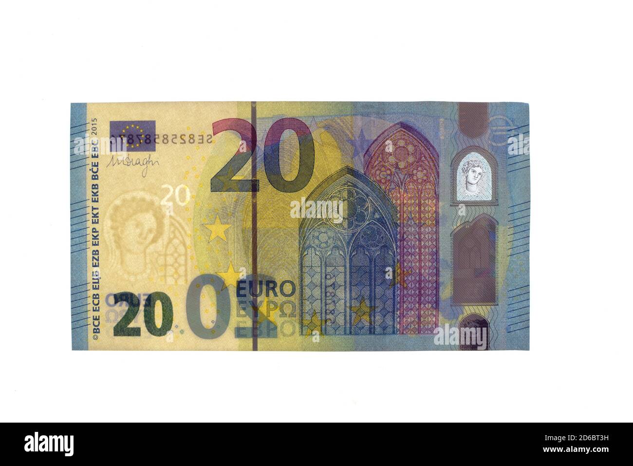 billet de 20 euros vu sur fond blanc.billet de 20 euros sur fond blanc