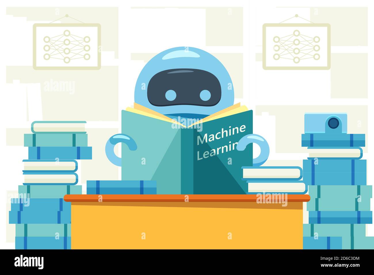 Robot ou robot de lecture machine d'apprentissage livre d'exercice. Illustration de Vecteur