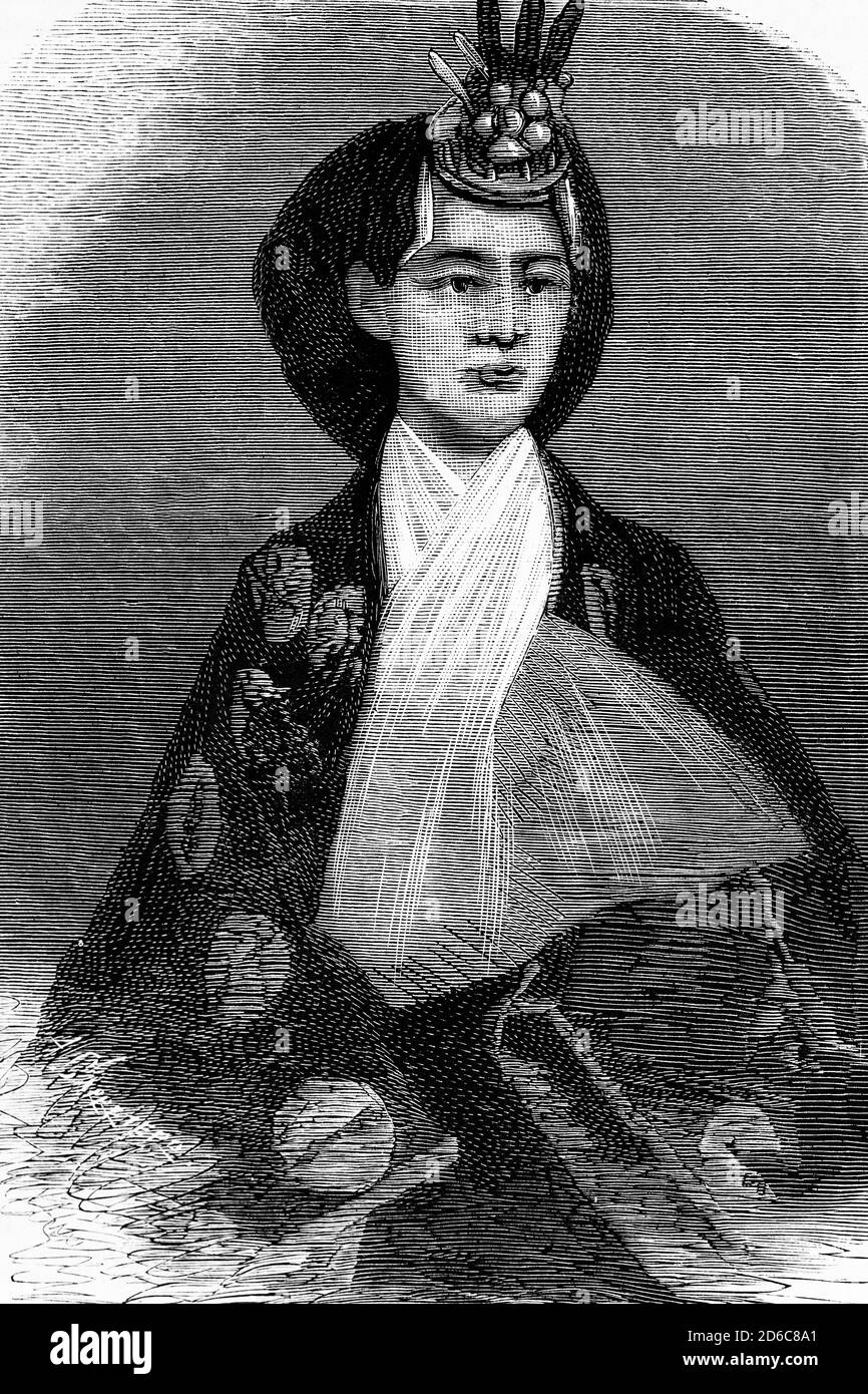 Impératrice Shoken du Japon. Né Masako Ichijo, consort de l'empereur Meiji. 1849-1914. Illustration ancienne. 1875. Banque D'Images