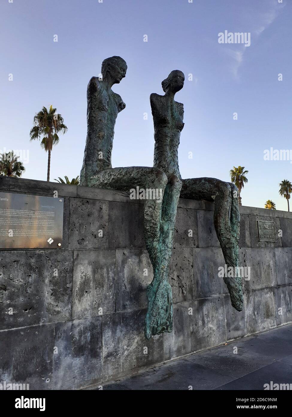 Sculpture de la pareja par Lautaro Díaz. Quai Bosch i Alsina, Port Vell, Barcelone, Catalogne, Espagne. Banque D'Images