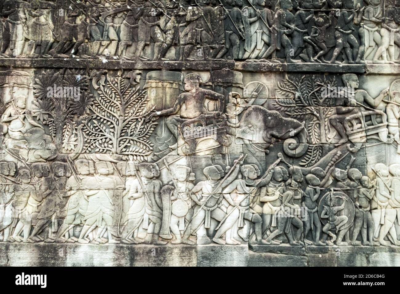 Murs du temple en bas-relief d'Angkor Wat (mur nord) à Siem Reap, Cambodge, Vidéothèque Y compris : ancien et angkor - Envato