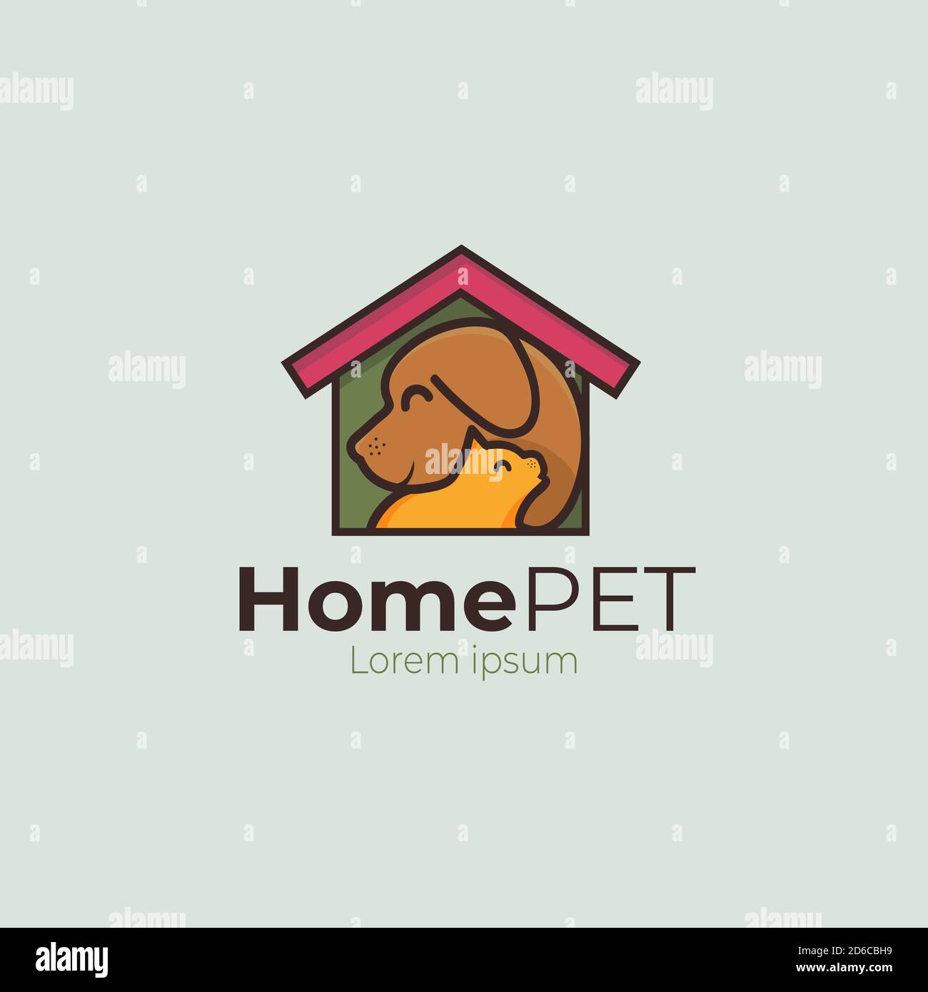 Logo de la maison d'animal de compagnie. Animal de compagnie mignon de chien et chat dans le vecteur de la maison Illustration de Vecteur