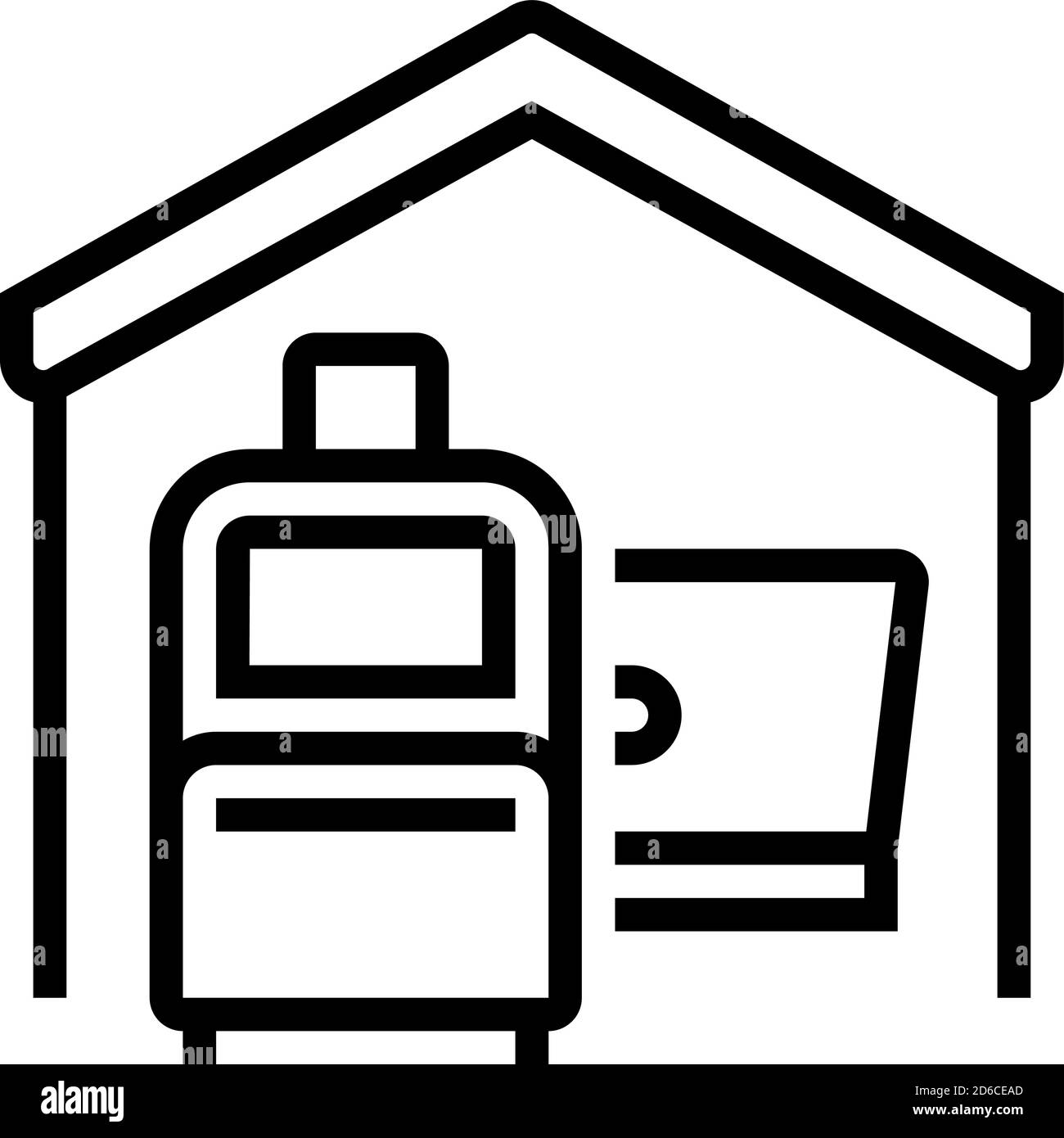 illustration vectorielle des bagages et de l'ordinateur portable dans la ligne de la maison Illustration de Vecteur