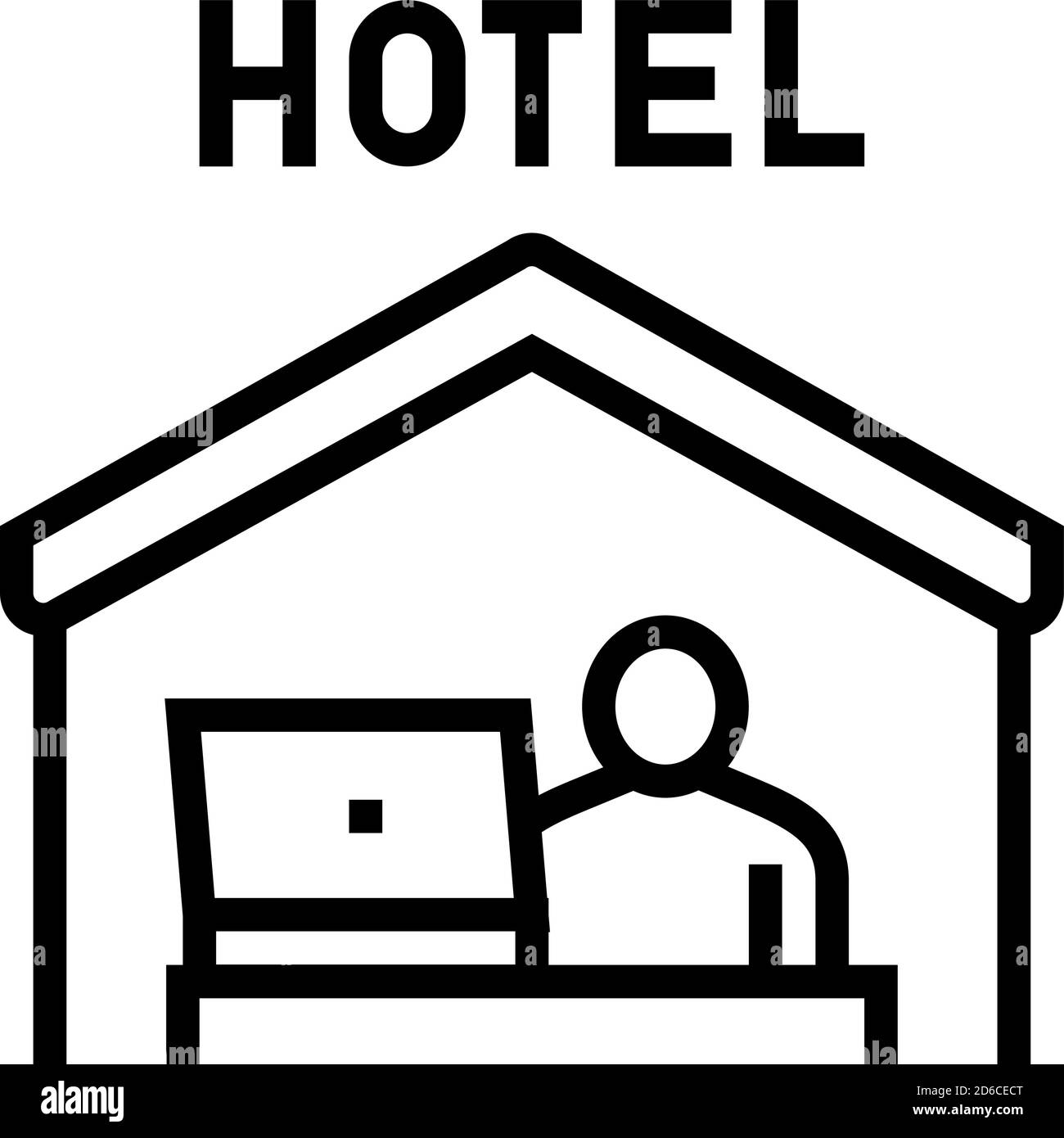illustration vectorielle de l'icône travail à distance dans la ligne hôtel Illustration de Vecteur