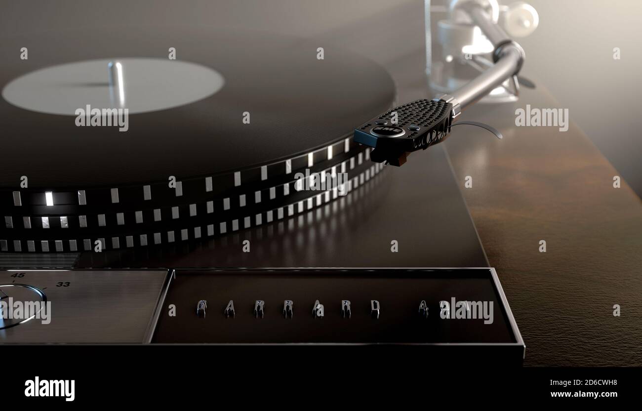 Un rendu 3D d'un joueur de disque de la platine Garrard 401 dans un cadre de moody - - 29 mars 2019 à Bristol, Royaume-Uni Banque D'Images