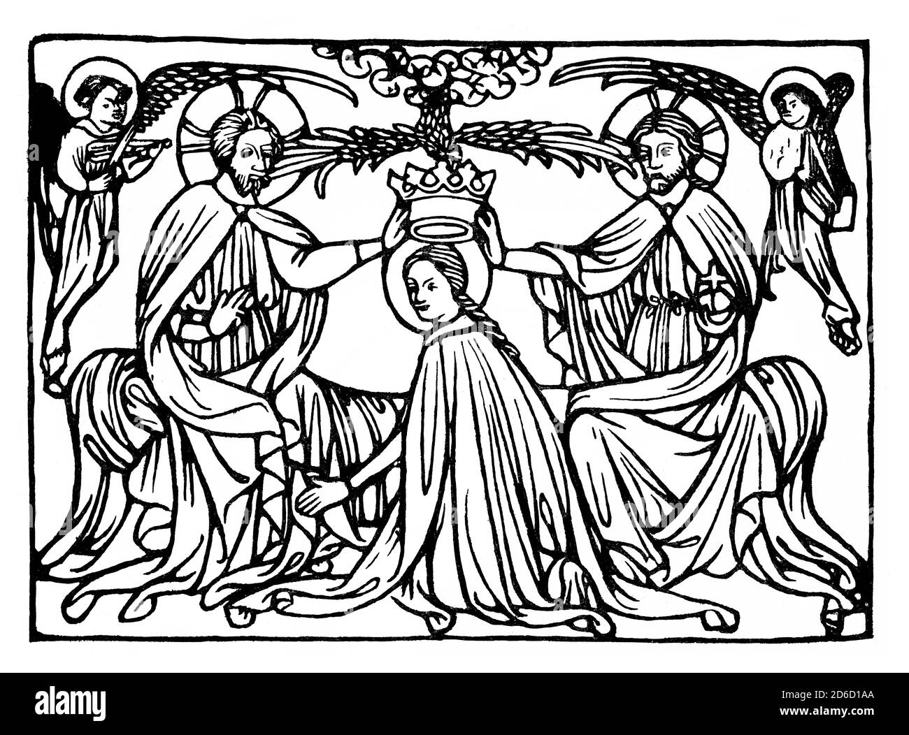 Couronnement de Marie, gravure en bois, 1420 Banque D'Images