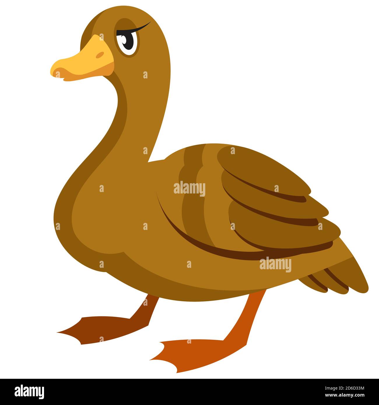 Vue de trois quarts de canard. Animal de ferme de style dessin animé. Illustration de Vecteur