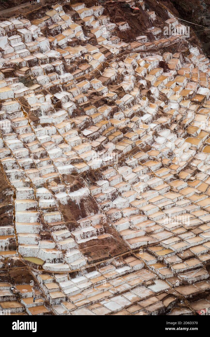 Salinas de Maras, près de Cuzco, Perù Banque D'Images