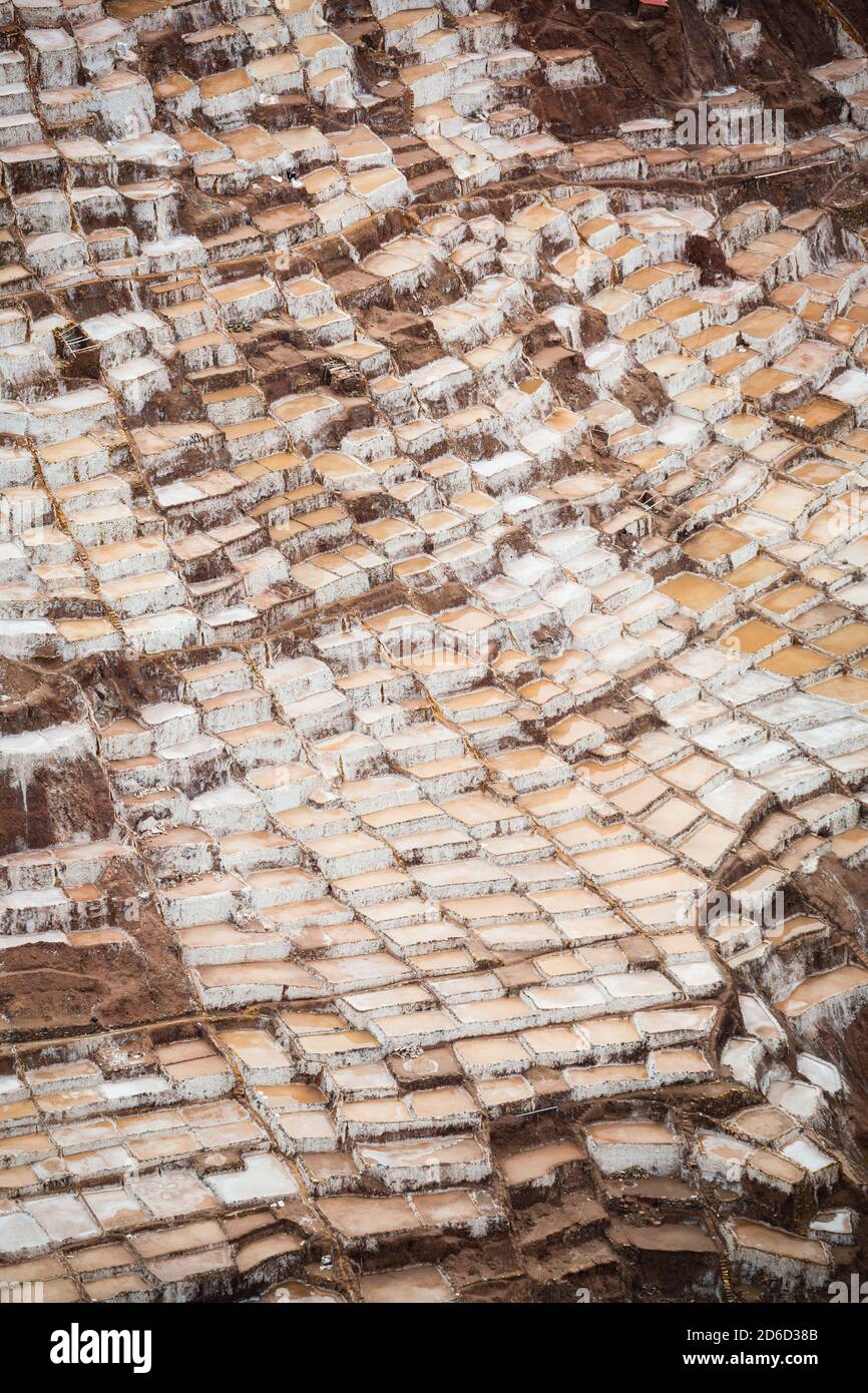 Salinas de Maras, près de Cuzco, Perù Banque D'Images