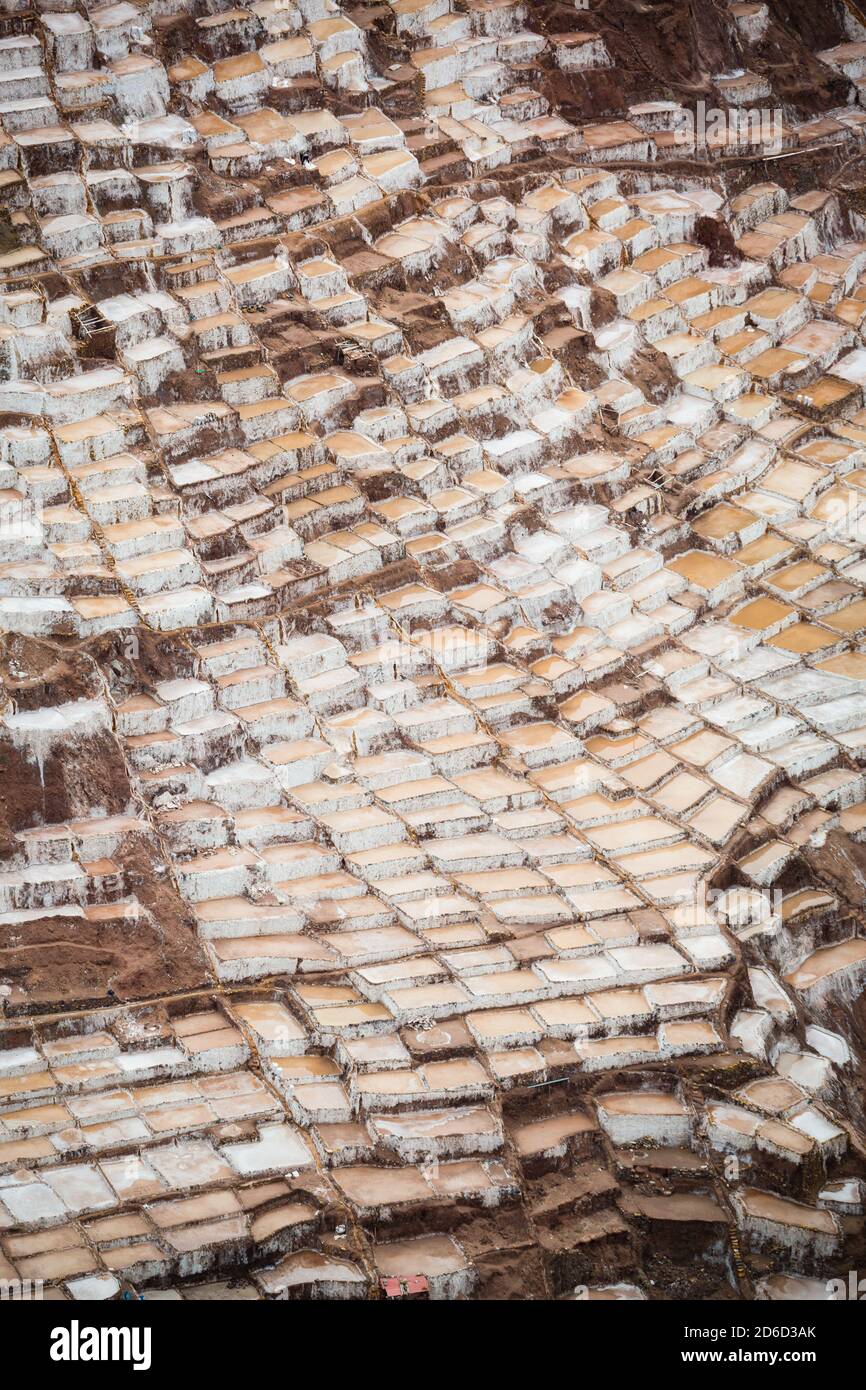 Salinas de Maras, près de Cuzco, Perù Banque D'Images