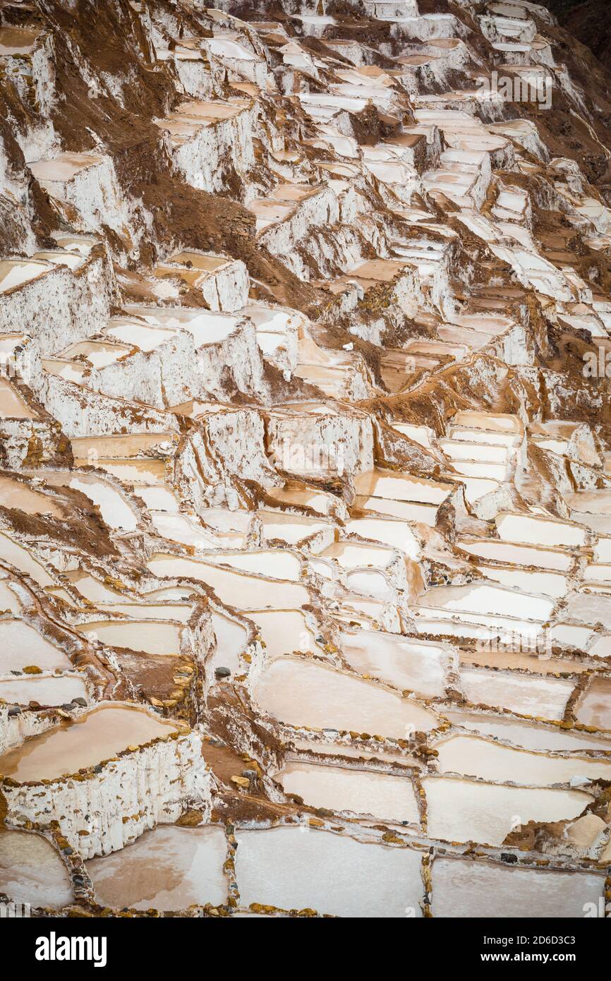 Salinas de Maras, près de Cuzco, Perù Banque D'Images
