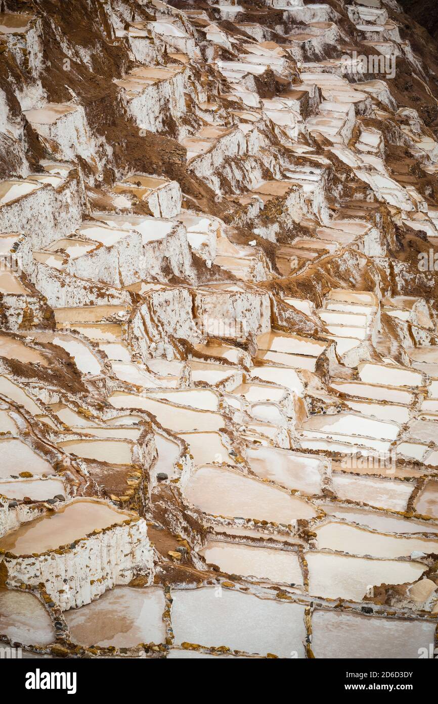 Salinas de Maras, près de Cuzco, Perù Banque D'Images
