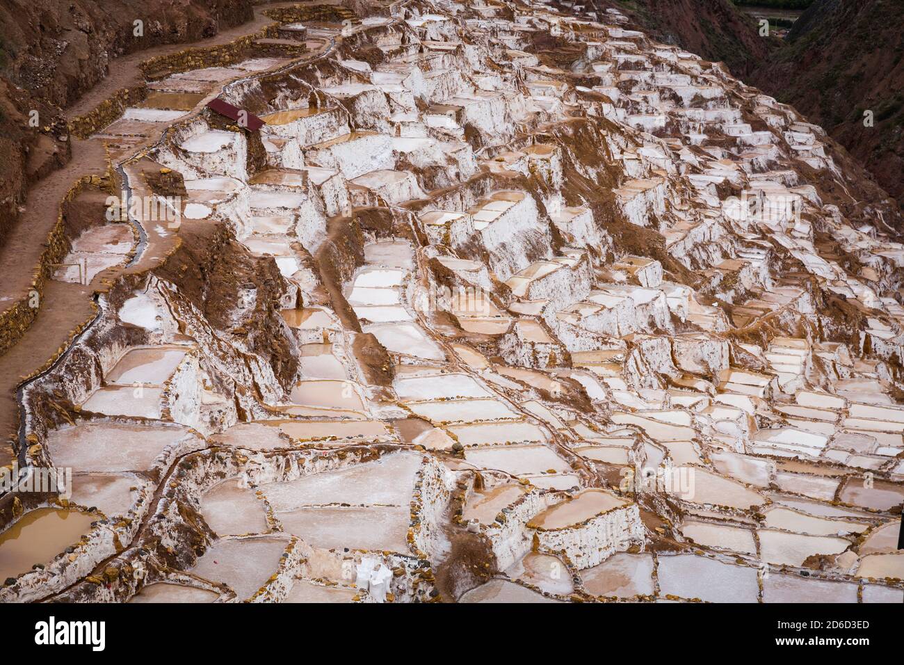 Salinas de Maras, près de Cuzco, Perù Banque D'Images
