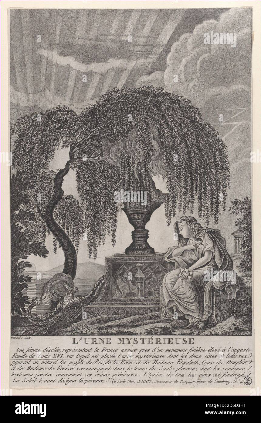 La mystérieuse Urn, avec les silhouettes cachées de la famille royale française, 1793-1800. Banque D'Images