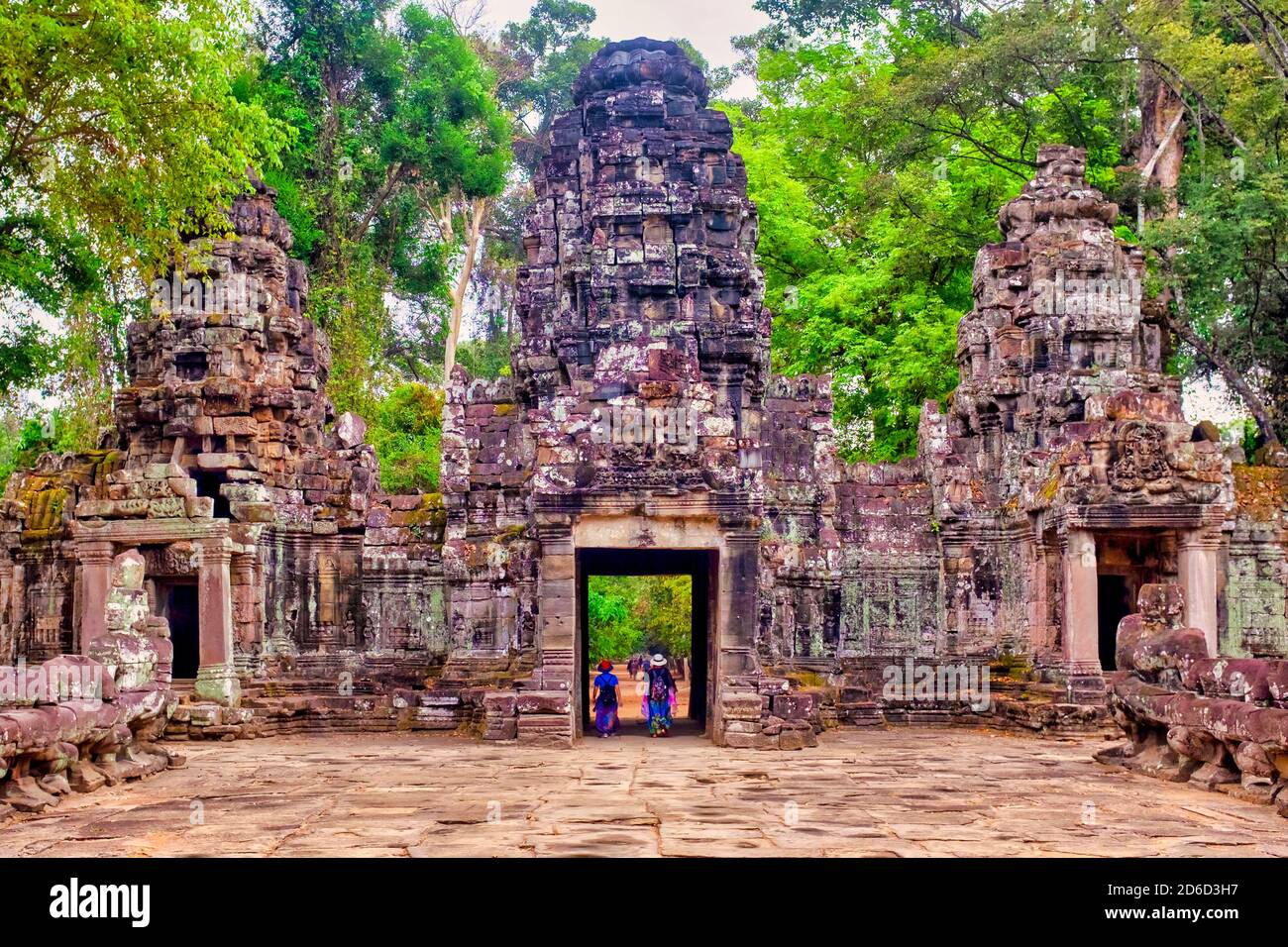 Entrée principale de Preah Khan, Angkor, Cambodge Banque D'Images