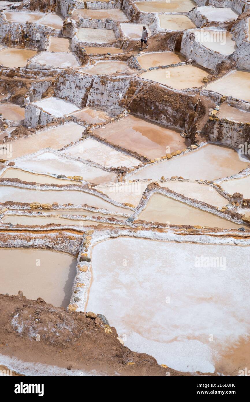 Salinas de Maras, près de Cuzco, Perù Banque D'Images