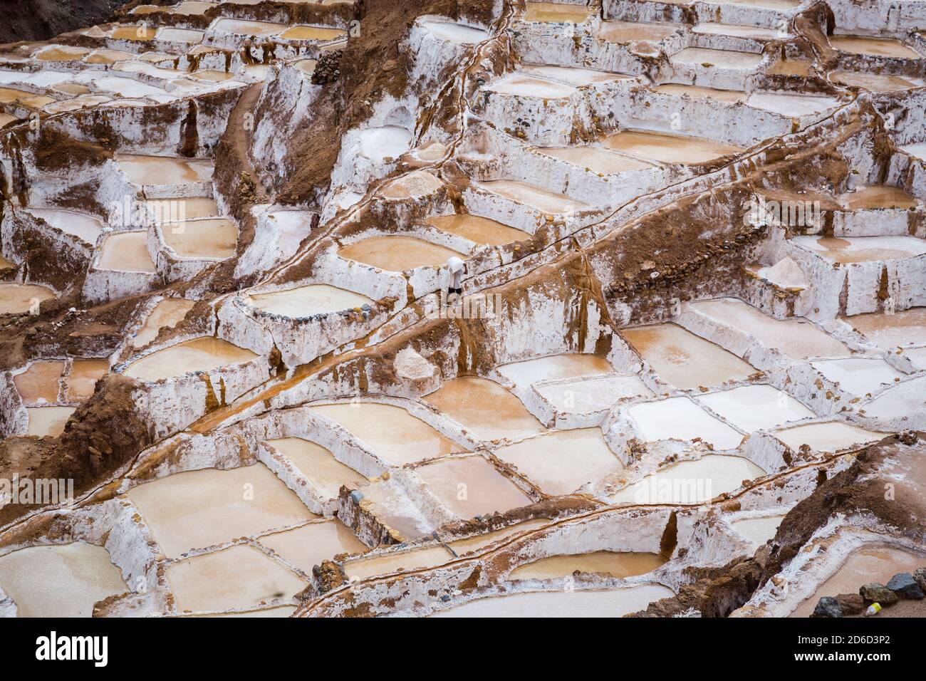 Salinas de Maras, près de Cuzco, Perù Banque D'Images