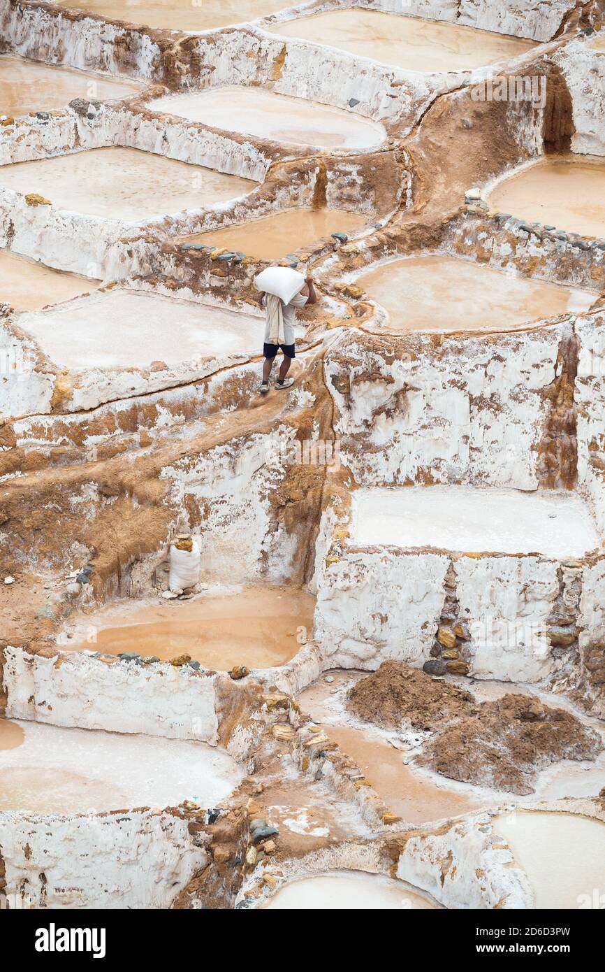 Salinas de Maras, près de Cuzco, Perù Banque D'Images