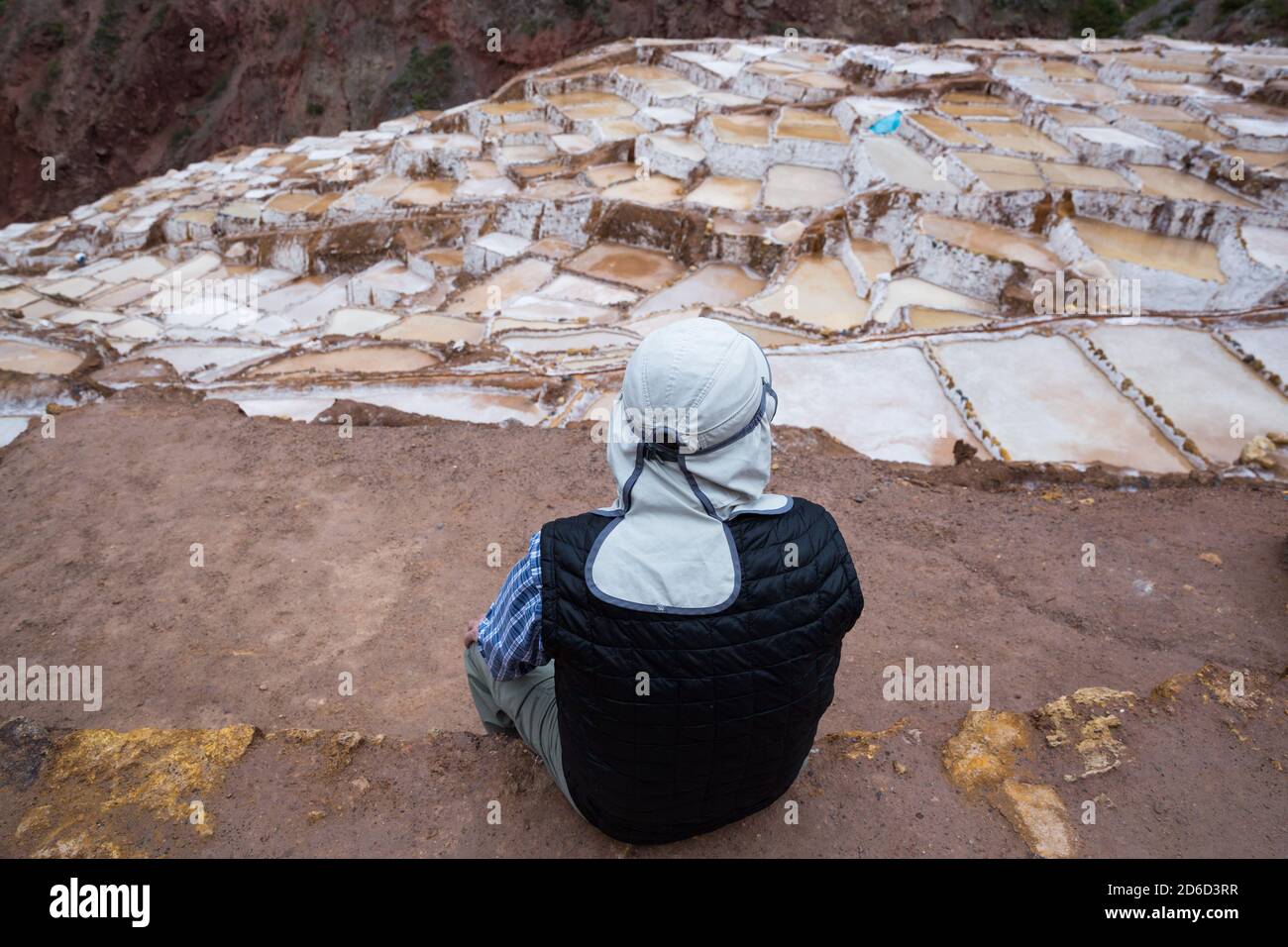 Salinas de Maras, près de Cuzco, Perù Banque D'Images