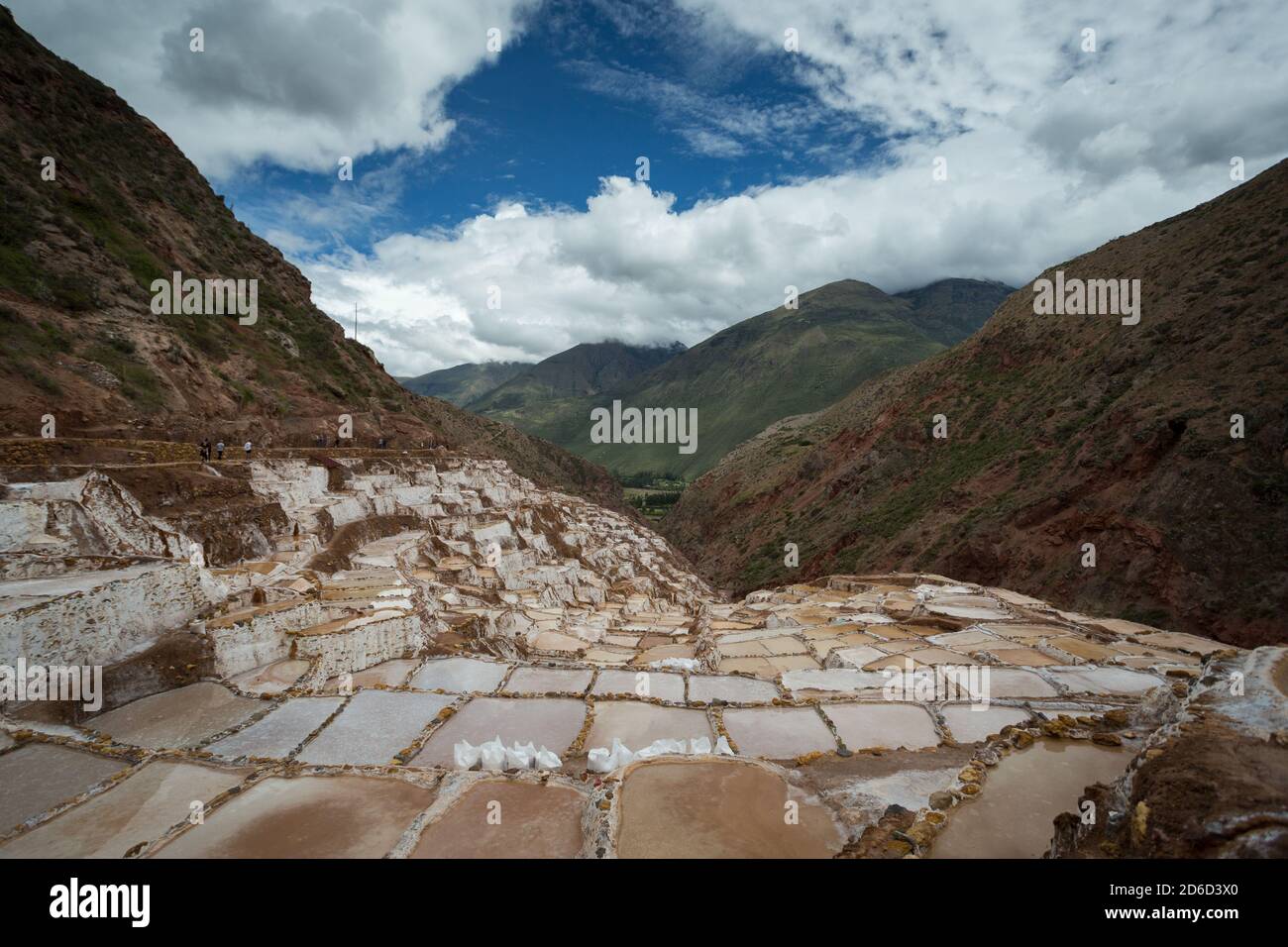 Salinas de Maras, près de Cuzco, Perù Banque D'Images