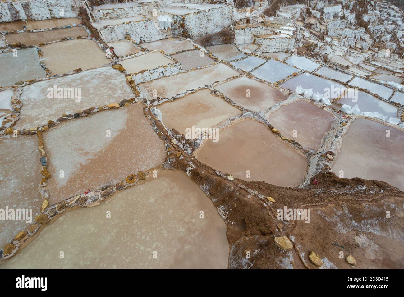Salinas de Maras, près de Cuzco, Perù Banque D'Images