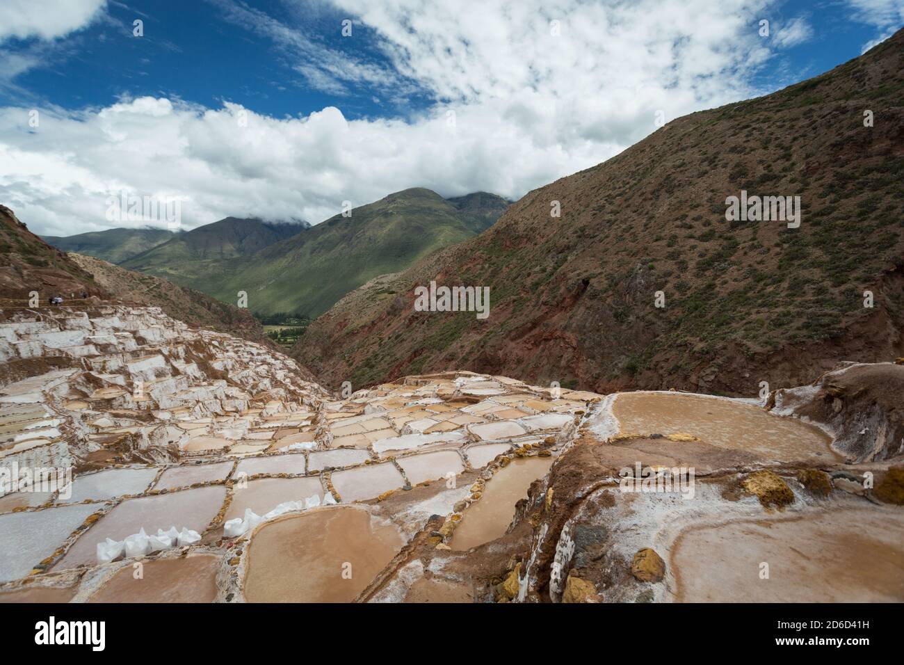 Salinas de Maras, près de Cuzco, Perù Banque D'Images