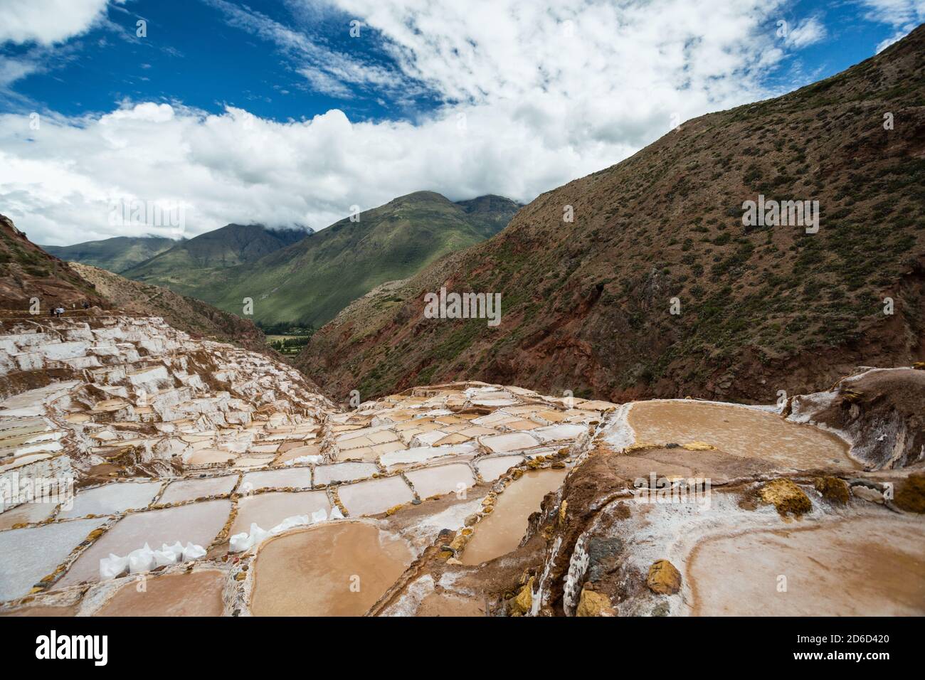 Salinas de Maras, près de Cuzco, Perù Banque D'Images