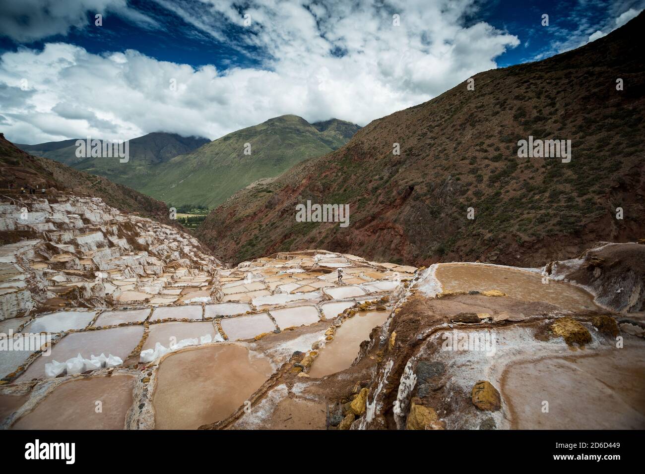Salinas de Maras, près de Cuzco, Perù Banque D'Images
