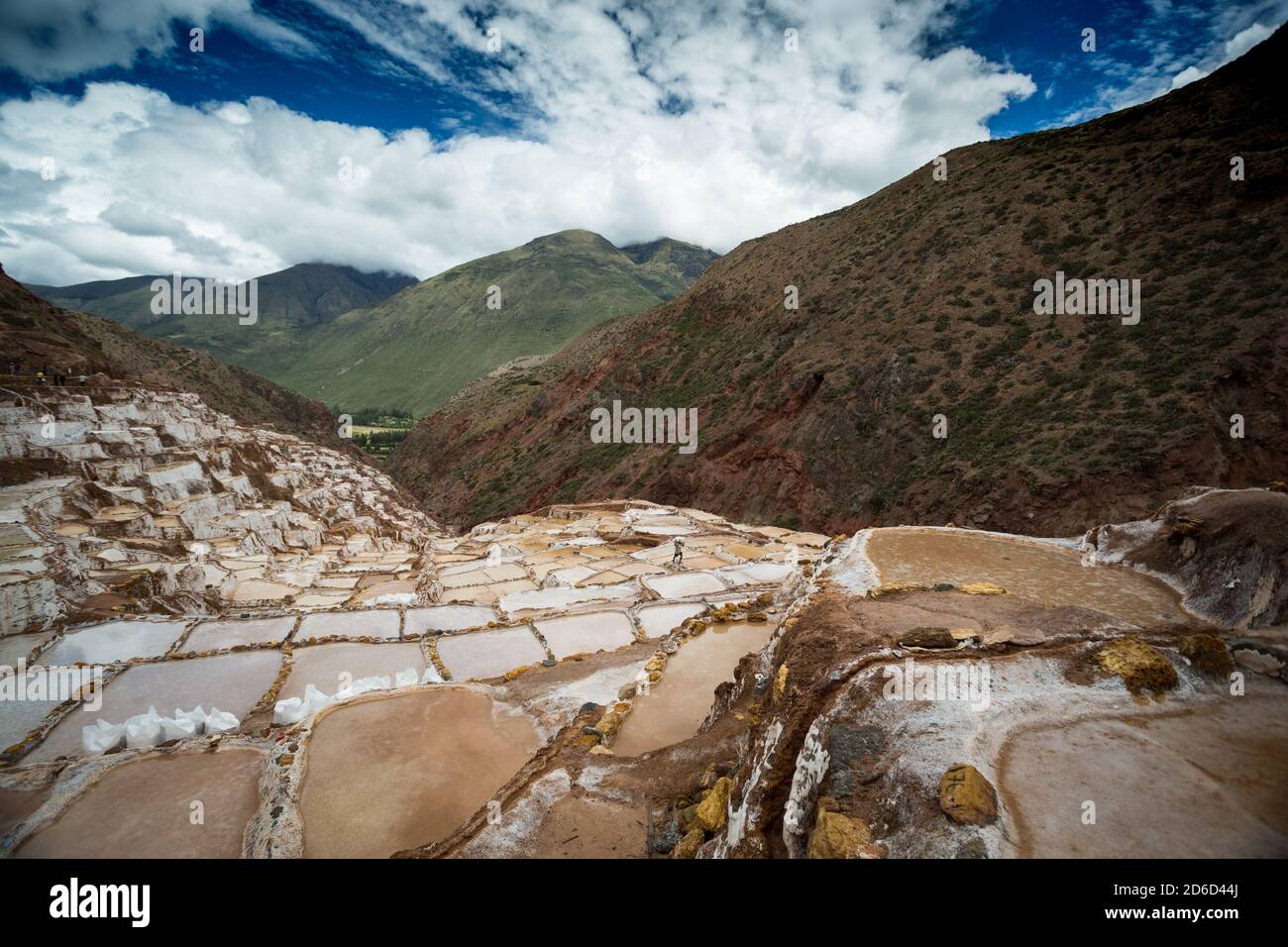 Salinas de Maras, près de Cuzco, Perù Banque D'Images