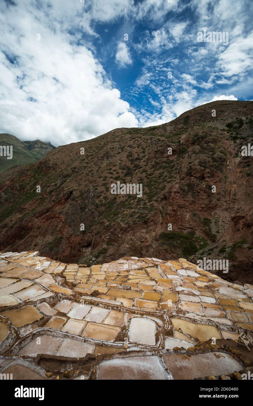 Salinas de Maras, près de Cuzco, Perù Banque D'Images