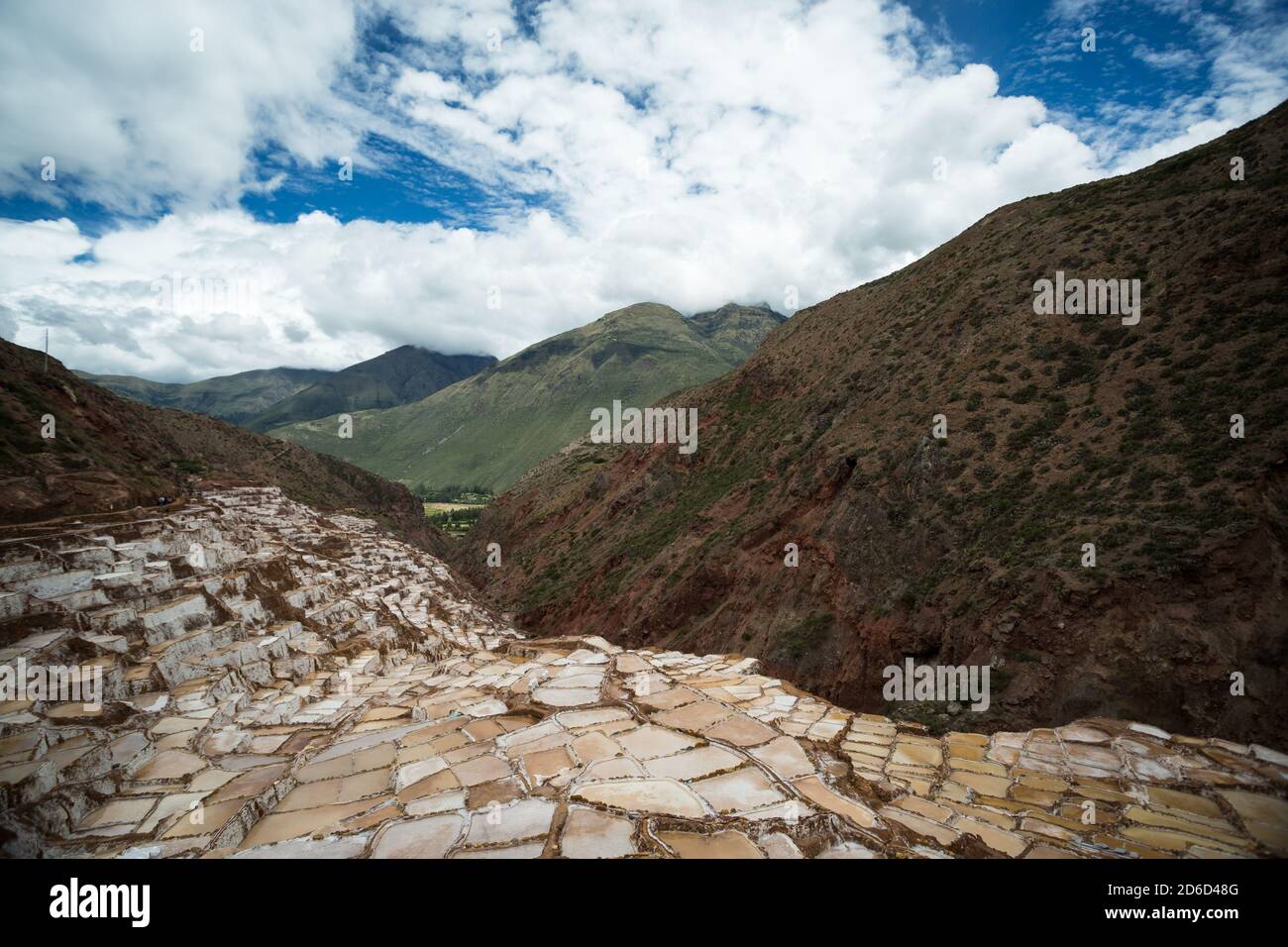 Salinas de Maras, près de Cuzco, Perù Banque D'Images
