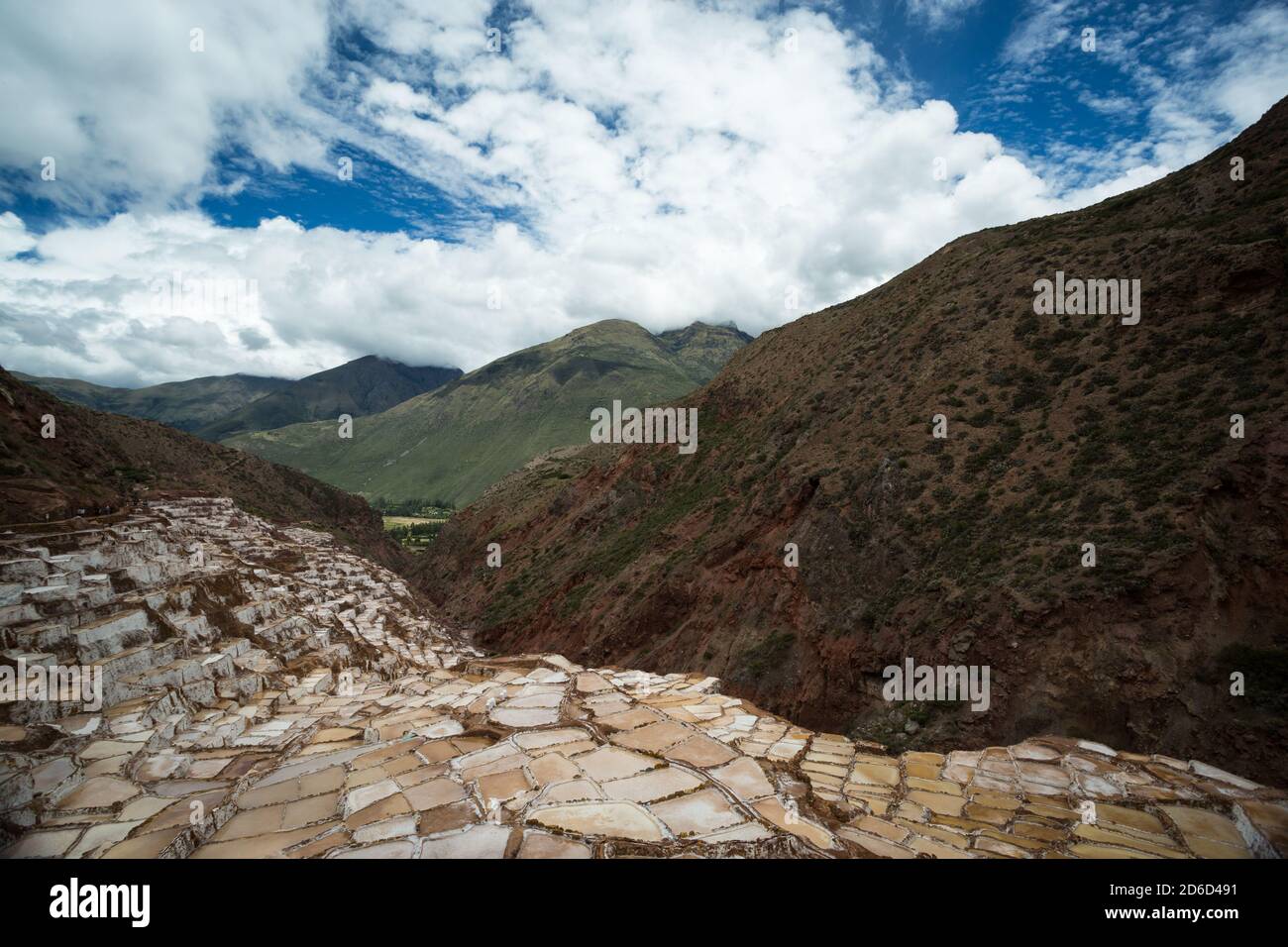 Salinas de Maras, près de Cuzco, Perù Banque D'Images