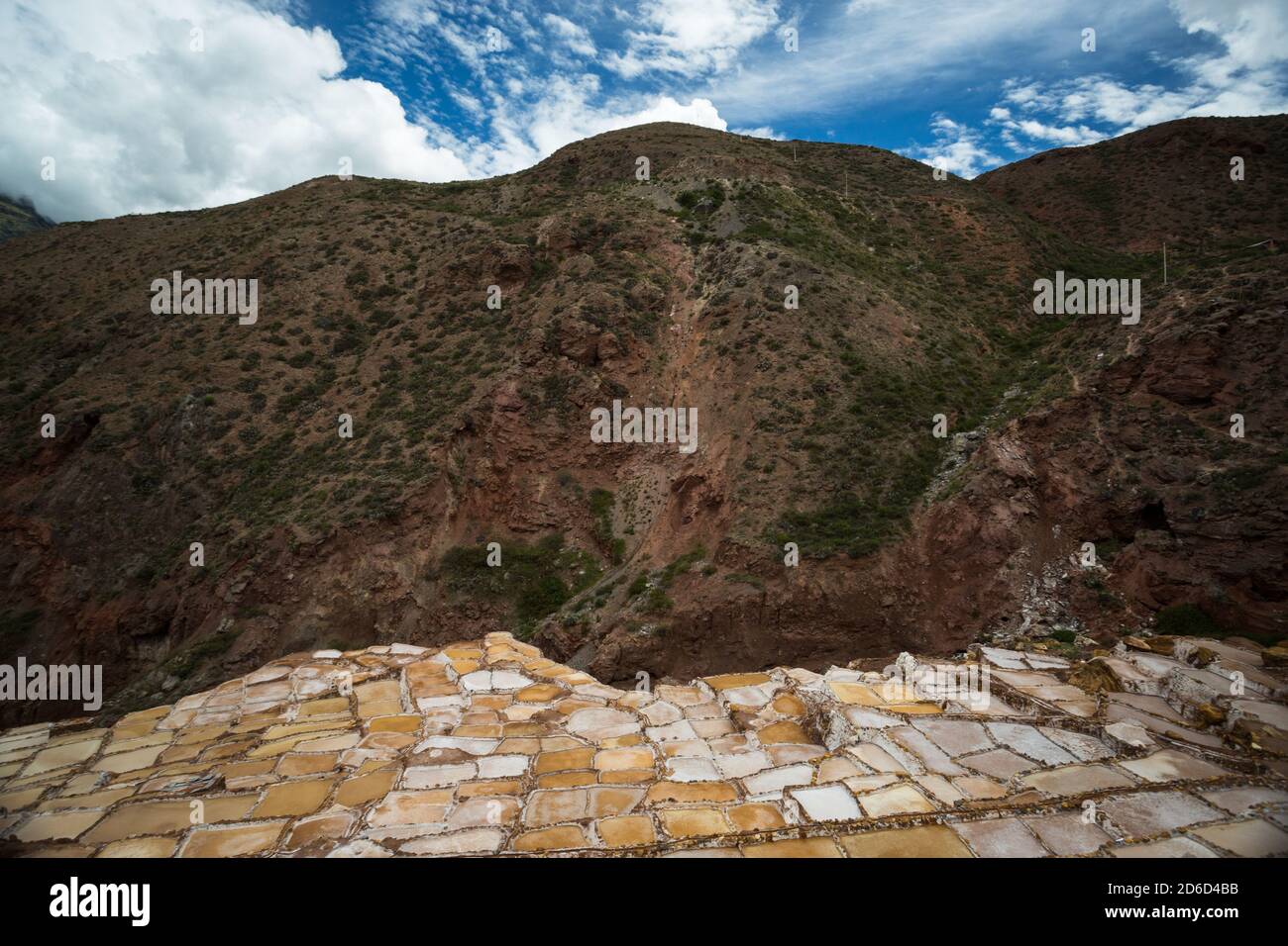 Salinas de Maras, près de Cuzco, Perù Banque D'Images
