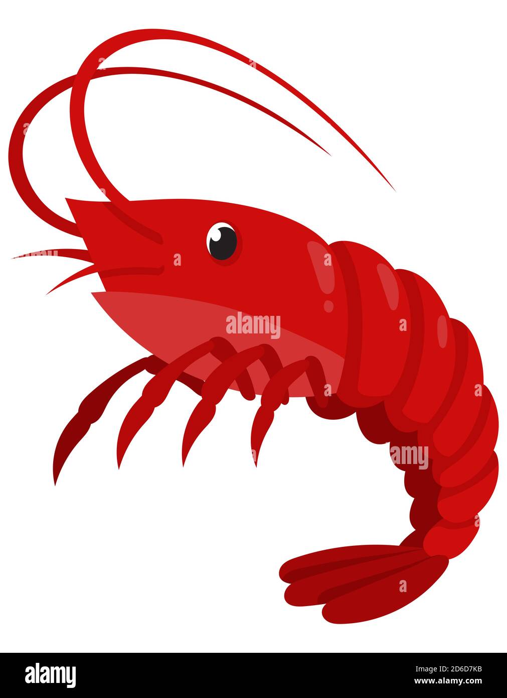 Crevettes De Style Dessin Anime Animal Marin Isole Sur Fond Blanc Image Vectorielle Stock Alamy