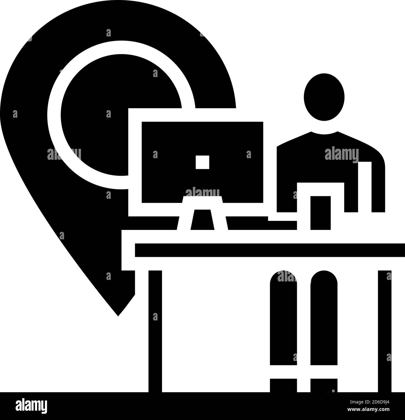 illustration noire du vecteur de l'icône du glyphe de l'emplacement de travail Illustration de Vecteur