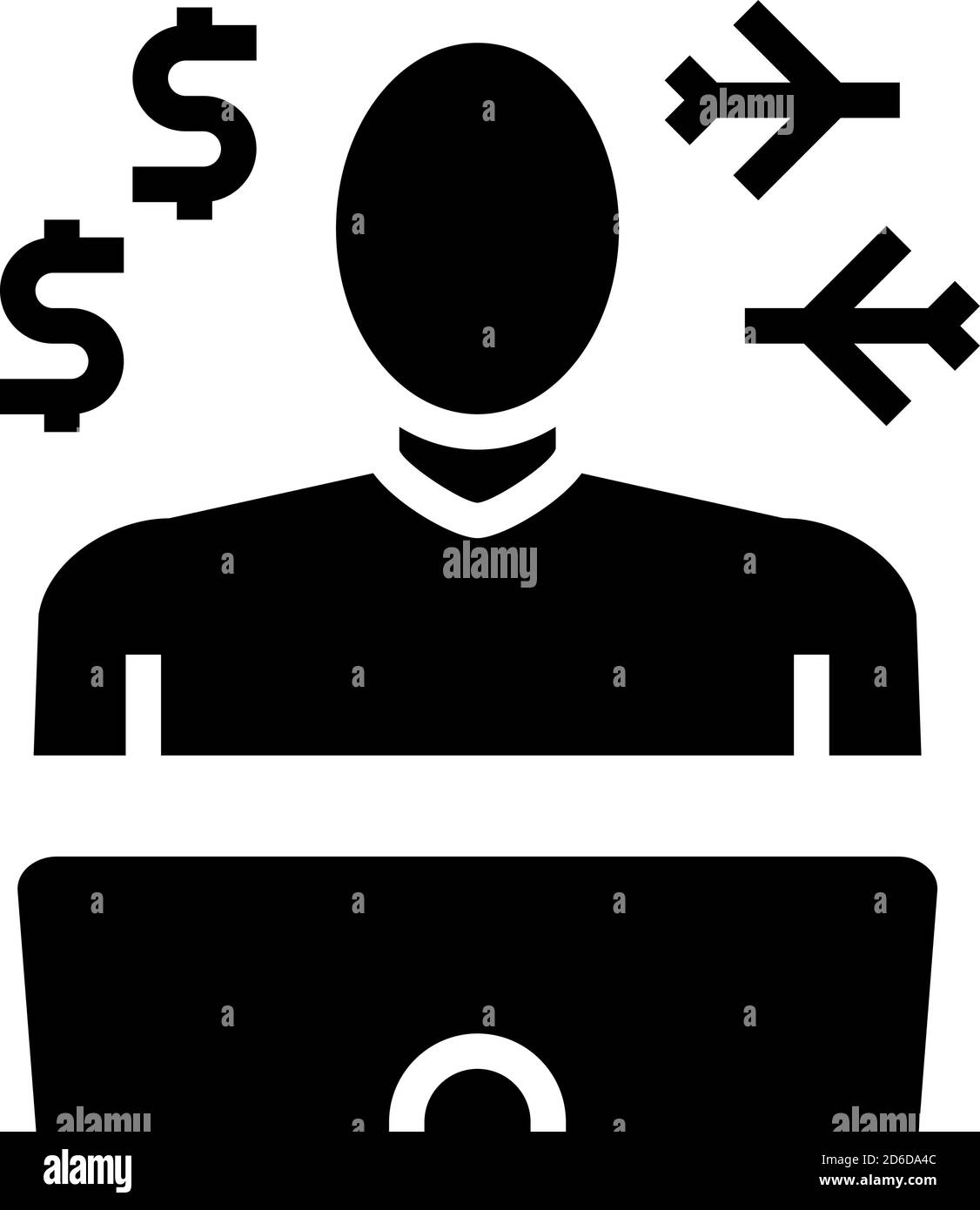 illustration vectorielle d'icône de glyphe de travail et de déplacement de freelance Illustration de Vecteur