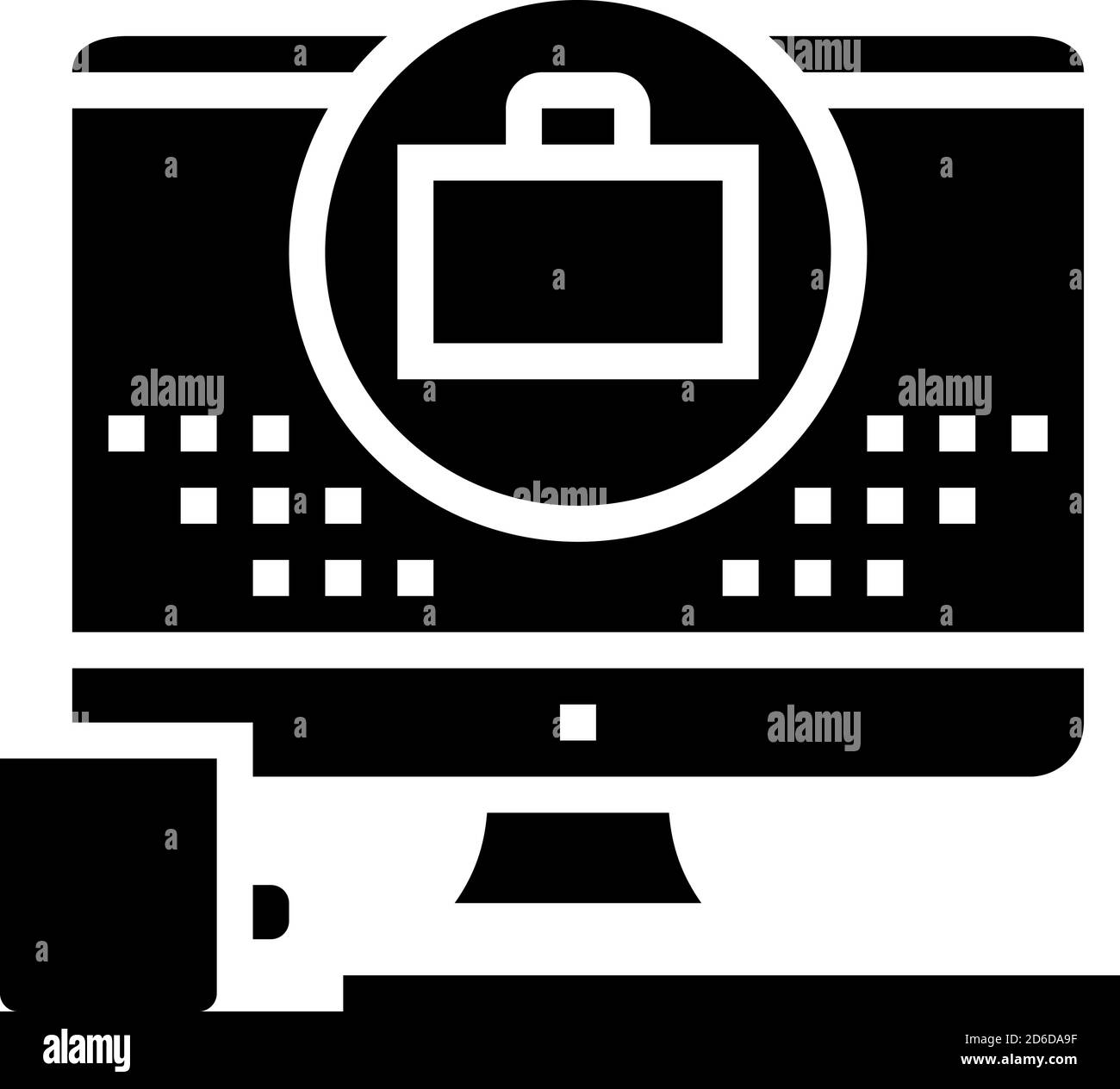illustration vectorielle de l'icône de glyphe de l'écran de l'ordinateur de travail distant Illustration de Vecteur