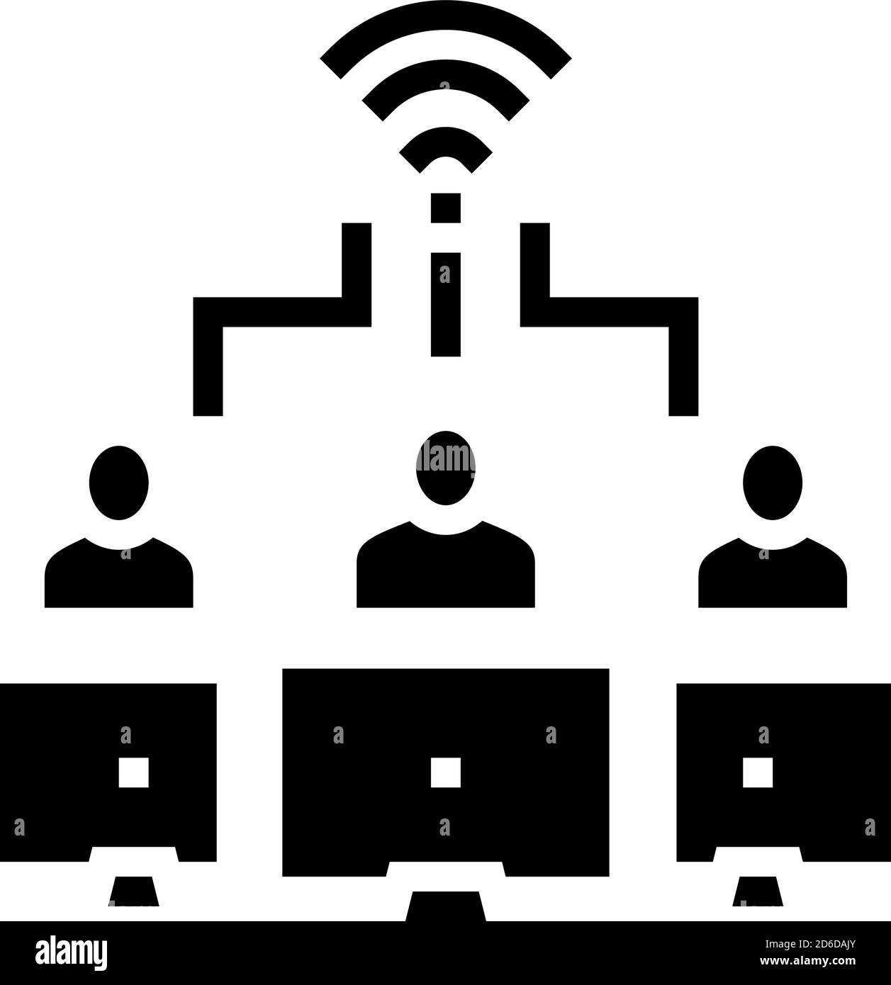 illustration vectorielle d'icône de glyphe de connexion internet sans fil team work Illustration de Vecteur