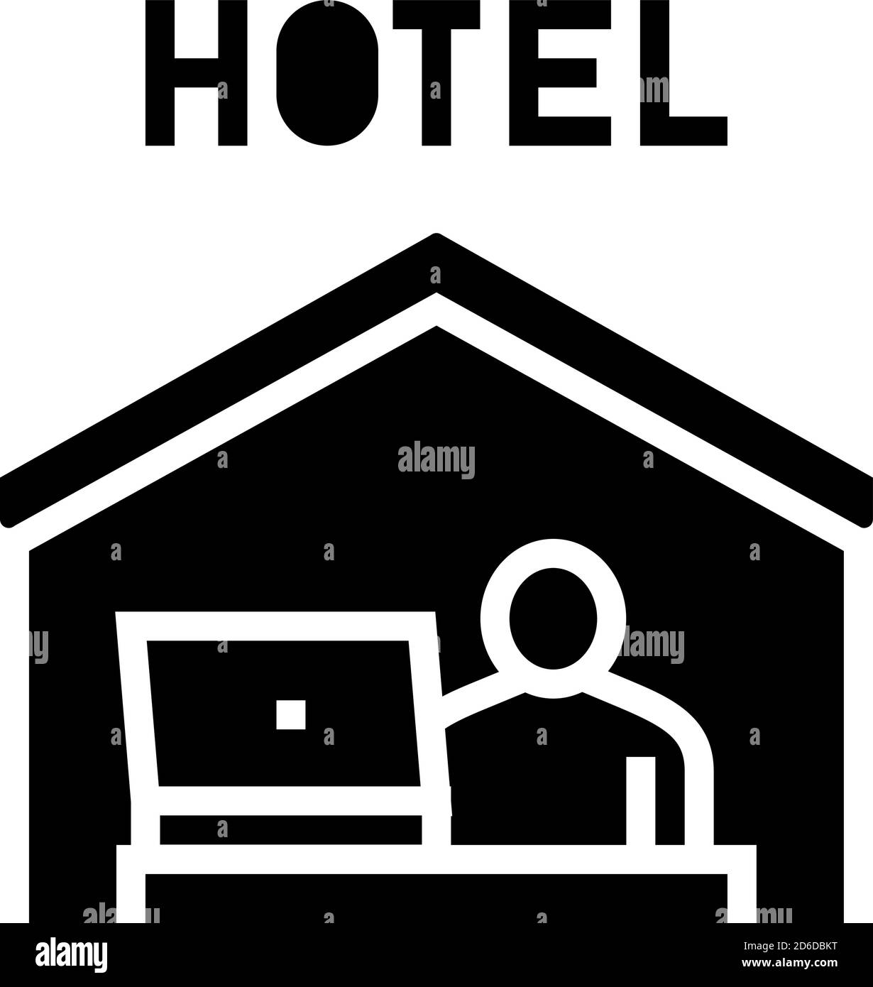 illustration du scénario d'icône de glyphe de travail à distance dans un hôtel Illustration de Vecteur