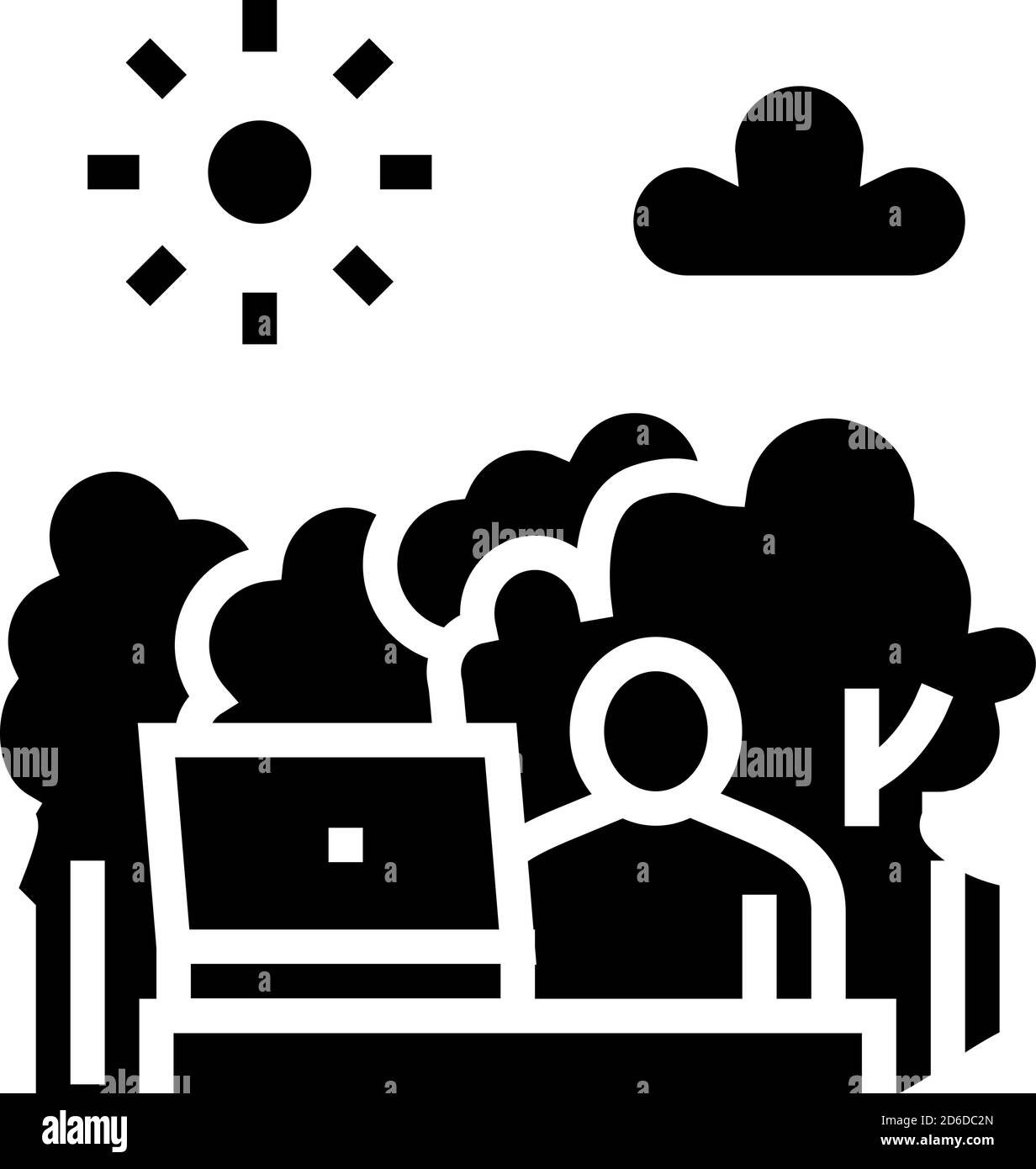 illustration vectorielle d'icône de glyphe de travail à distance sur la nature Illustration de Vecteur