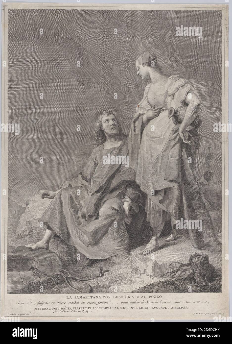 Christ et la femme de Samarie au puits, de la série de 112 reproductions de l'histoire sacrée, après la peinture de Giovanni Battista Piazzetta, 1743-63. Banque D'Images