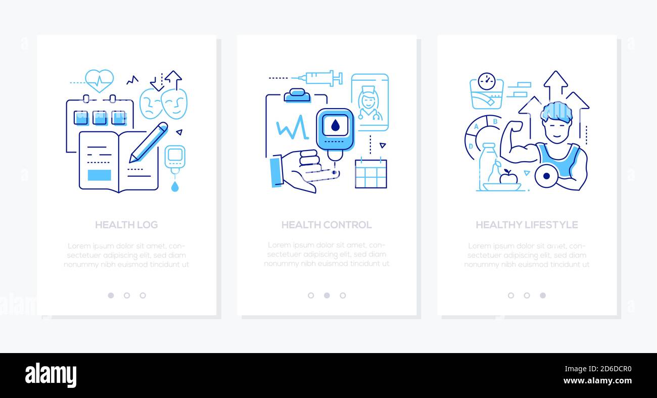 Diabète - bannières web de style conception de ligne vectorielle Illustration de Vecteur