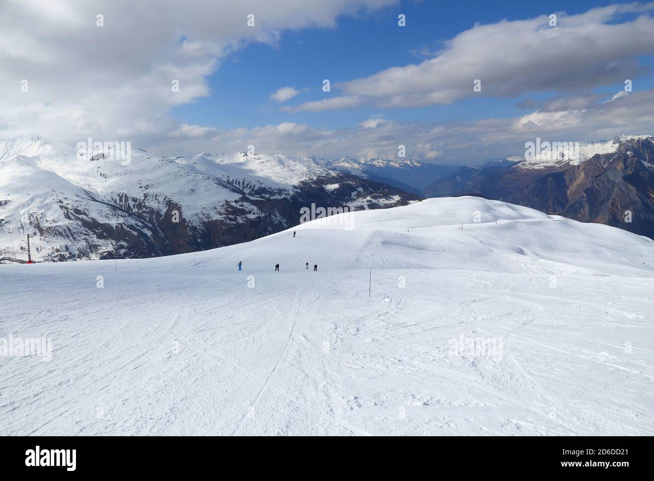 Pistes de ski de Valloire - France Alpes hiver paysage. Banque D'Images