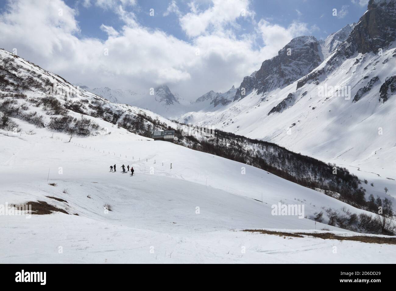 Alpes ski en hiver neige - station de ski de Valloire en Europe. Banque D'Images
