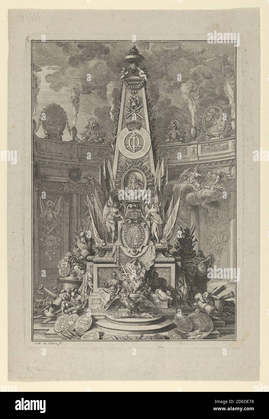 Monument funéraire à Charles V, duc de Lorraine, frontispice aux 'les actions glorieuses de S.A.S. Charles Duc de Lorraine, 1703-04. Banque D'Images