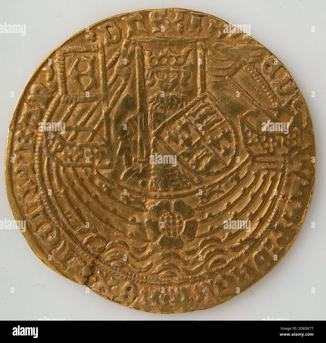 Pièce de monnaie avec Rose Noble et Edward IV, britannique, 1464-1470. Banque D'Images
