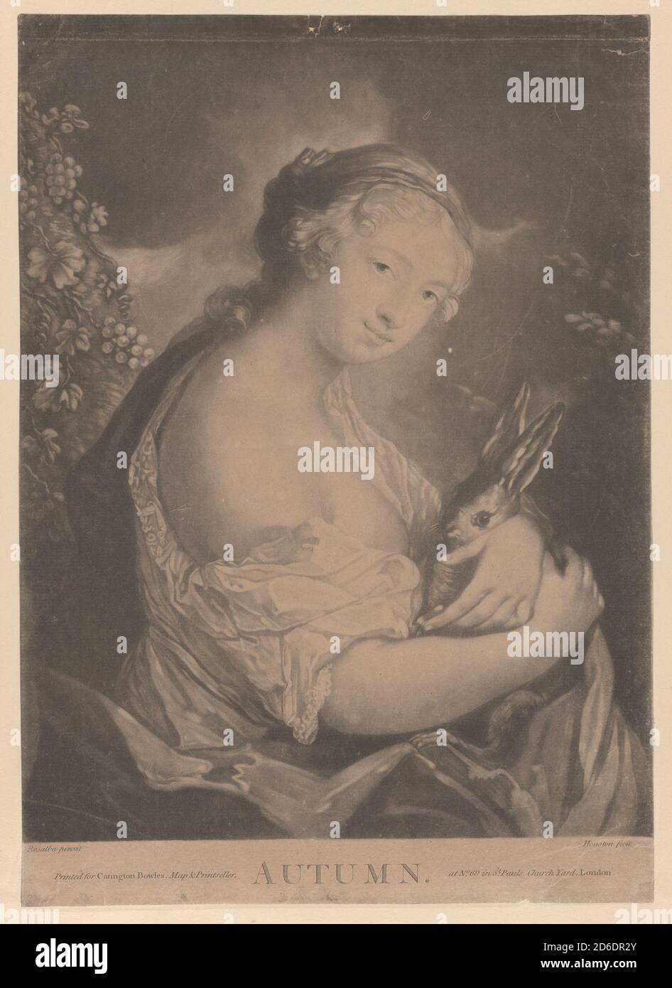 Automne : une jeune femme tenant un lapin, 1775. Banque D'Images