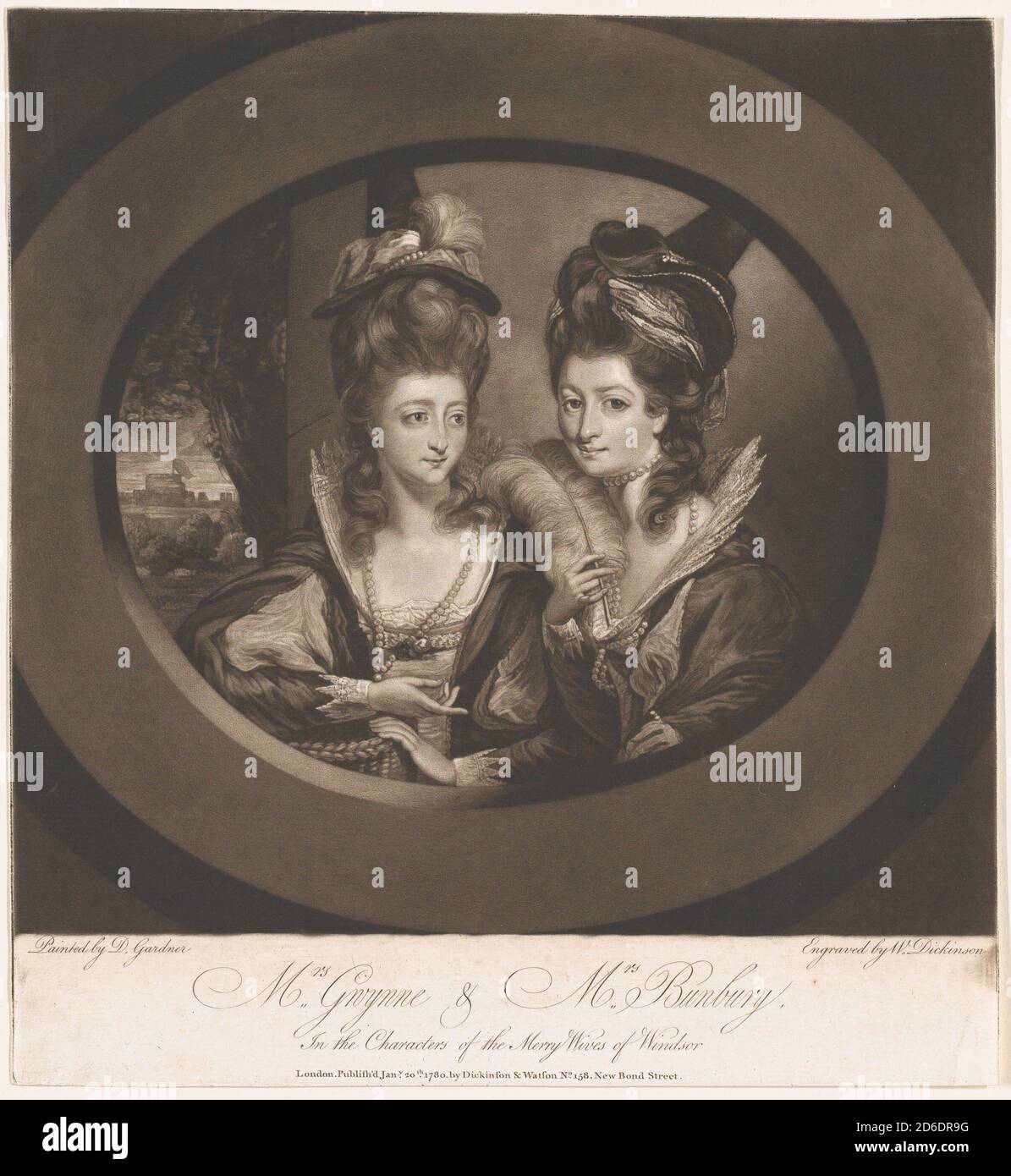 Mme Gwyn &amp; Mme Bunbury dans les personnages des Merry Wives de Windsor, 1780. Banque D'Images