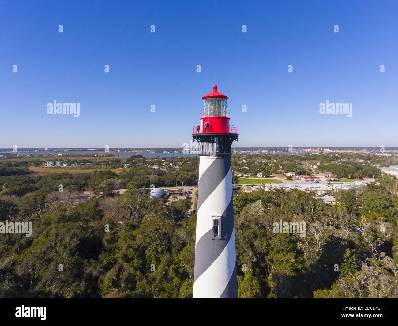 Vue aérienne du phare de Saint Augustine. Cette lumière est un site historique national sur l'île Anastasia à St. Augustine, Floride, États-Unis. Banque D'Images